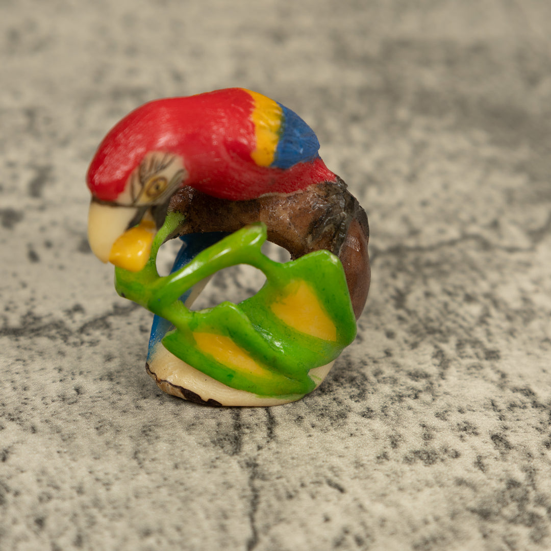 Red Blue And Yellow Macaw Parrot Tagua Carving