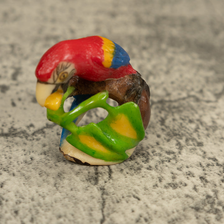 Red Blue And Yellow Macaw Parrot Tagua Carving