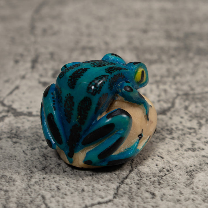Black And Blue Poison Dart Frog Tagua Carving