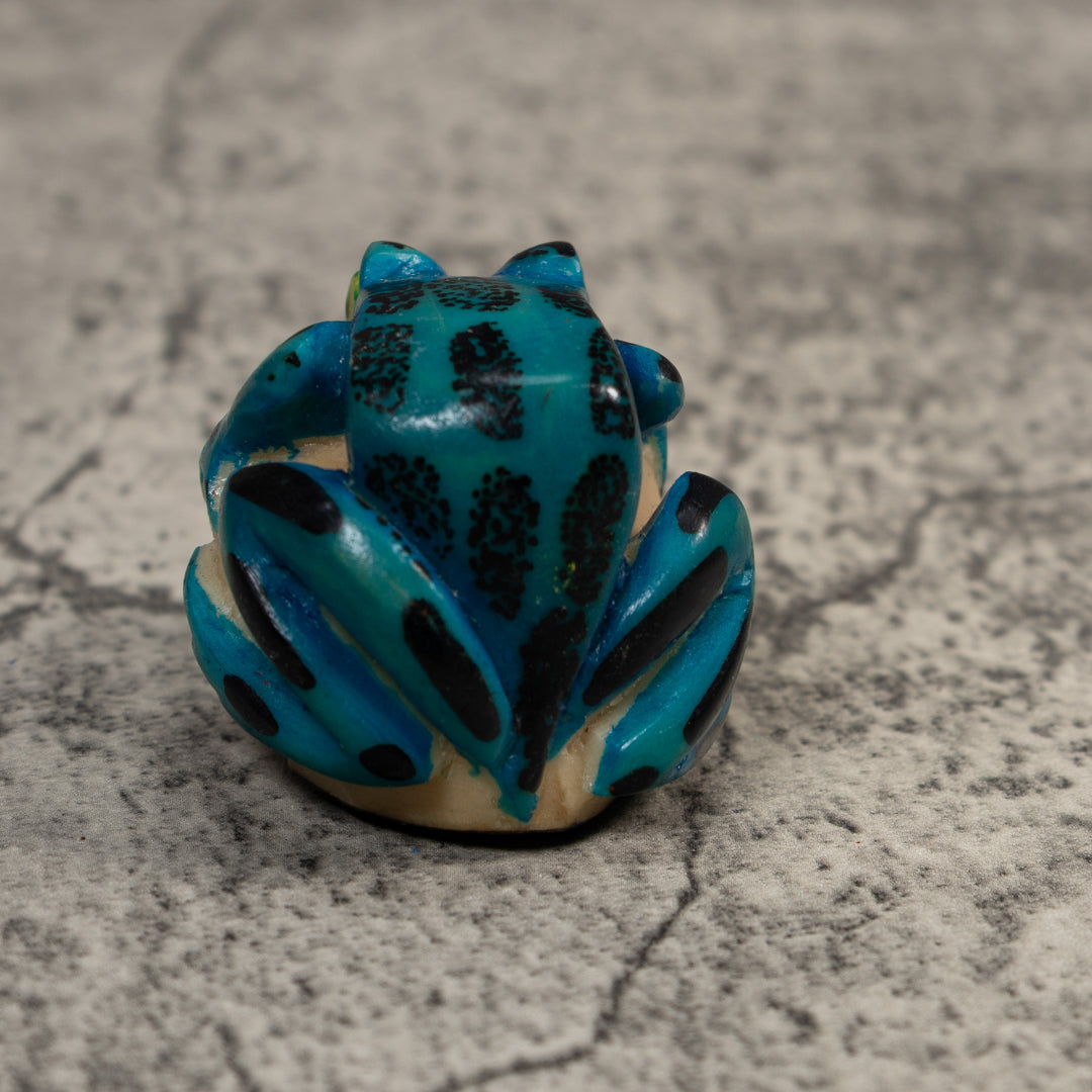 Black And Blue Poison Dart Frog Tagua Carving
