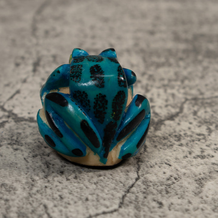 Black And Blue Poison Dart Frog Tagua Carving