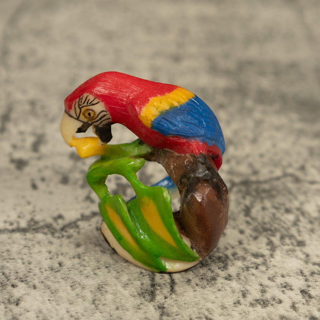Red Blue And Yellow Macaw Parrot Tagua Carving