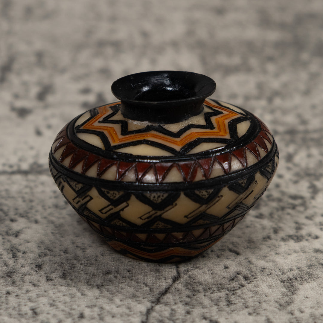 Painted Tagua Vase Carving