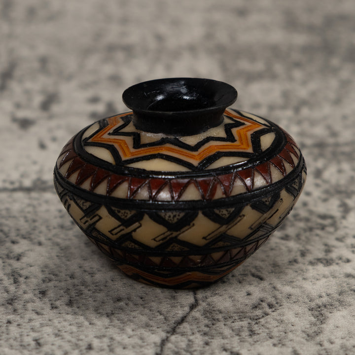 Painted Tagua Vase Carving