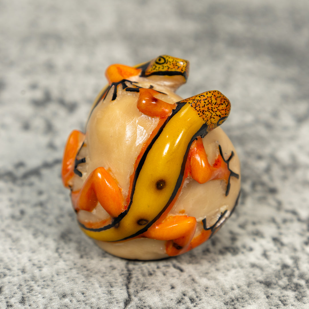 Double Gecko Lizard Tagua Carving