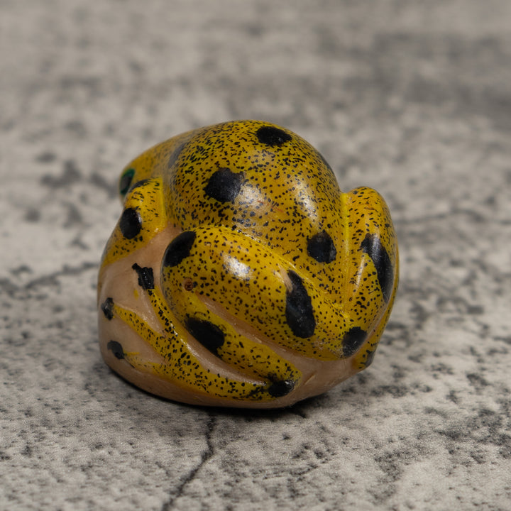 Vintage Black And Gold Frog Tagua Carving
