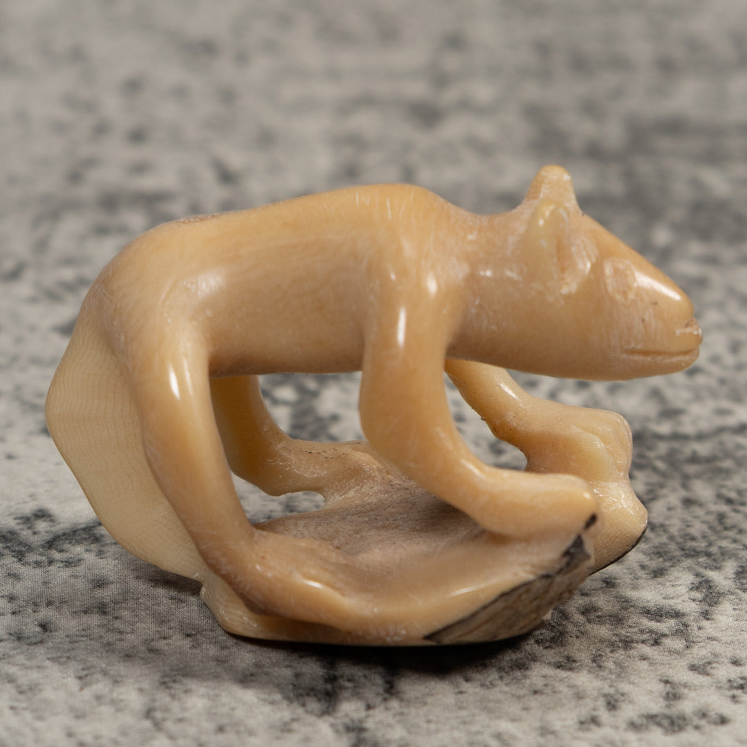 Vintage White Jungle Animal Tagua Carving