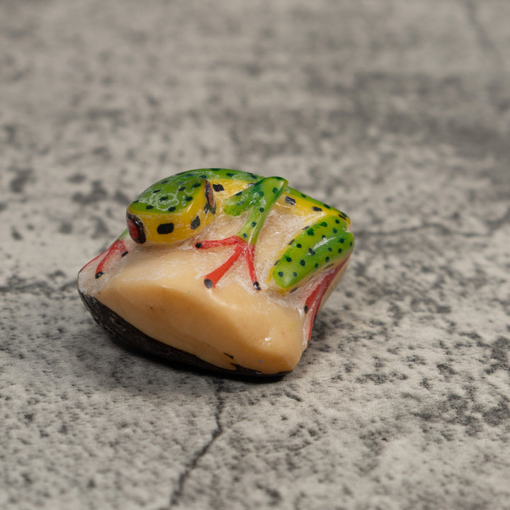 Green Yellow And Black Poison Dart Frog Tagua Carving