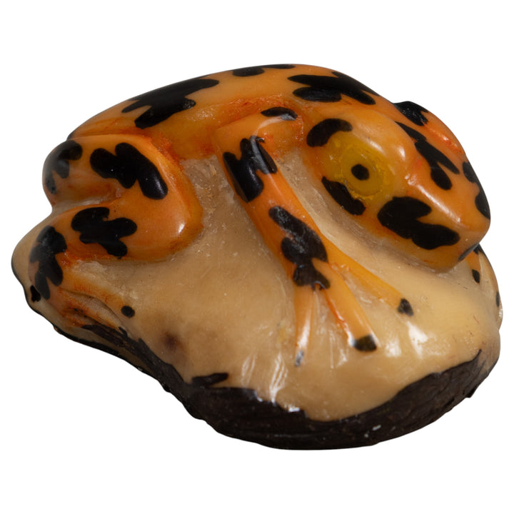 Vintage Gold And Black Frog Tagua Carving