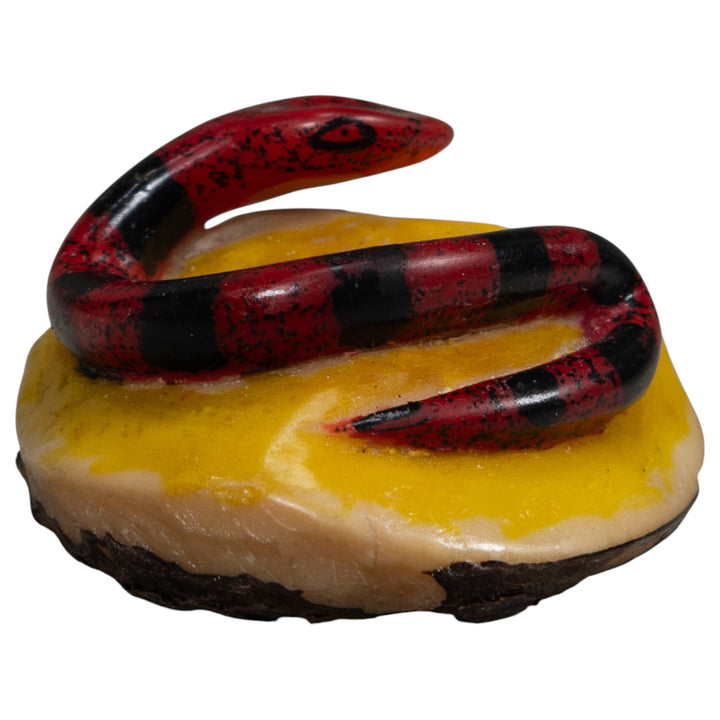 Vintage Red And Black Snake Tagua Carving