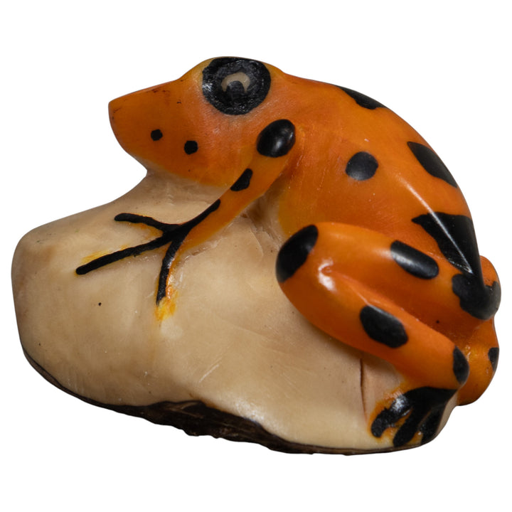 Vintage Black And Gold Frog Tagua Carving