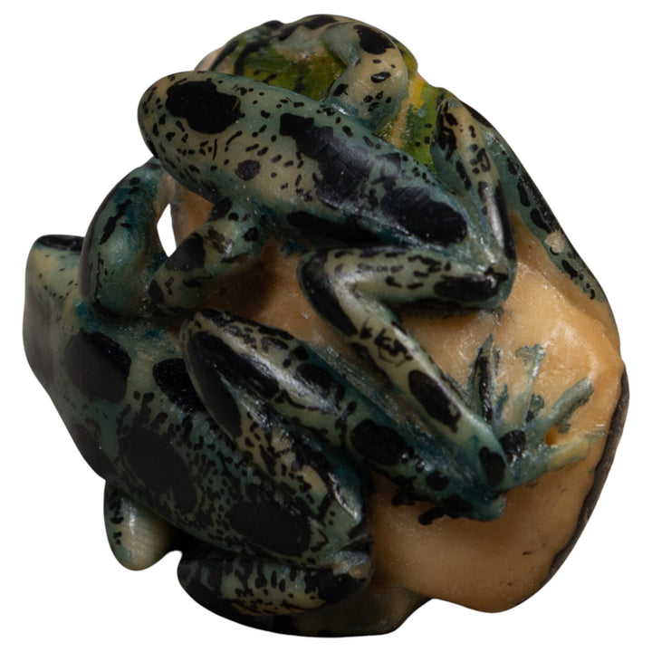 Vintage Blue And Black Double Poison Dart Frog Tagua Carving