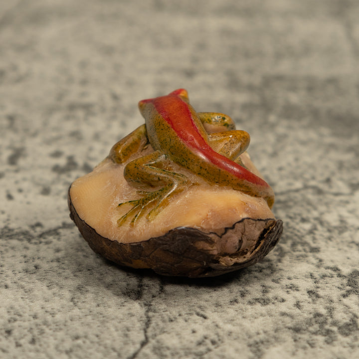 Red Stripped gecko Tagua Carving