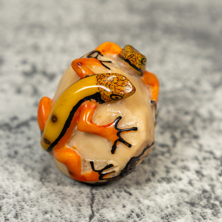 Double Gecko Lizard Tagua Carving