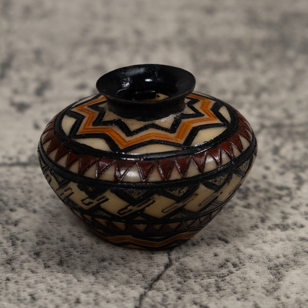 Painted Tagua Vase Carving