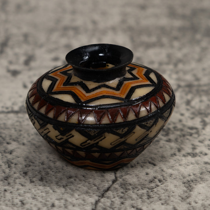 Painted Tagua Vase Carving