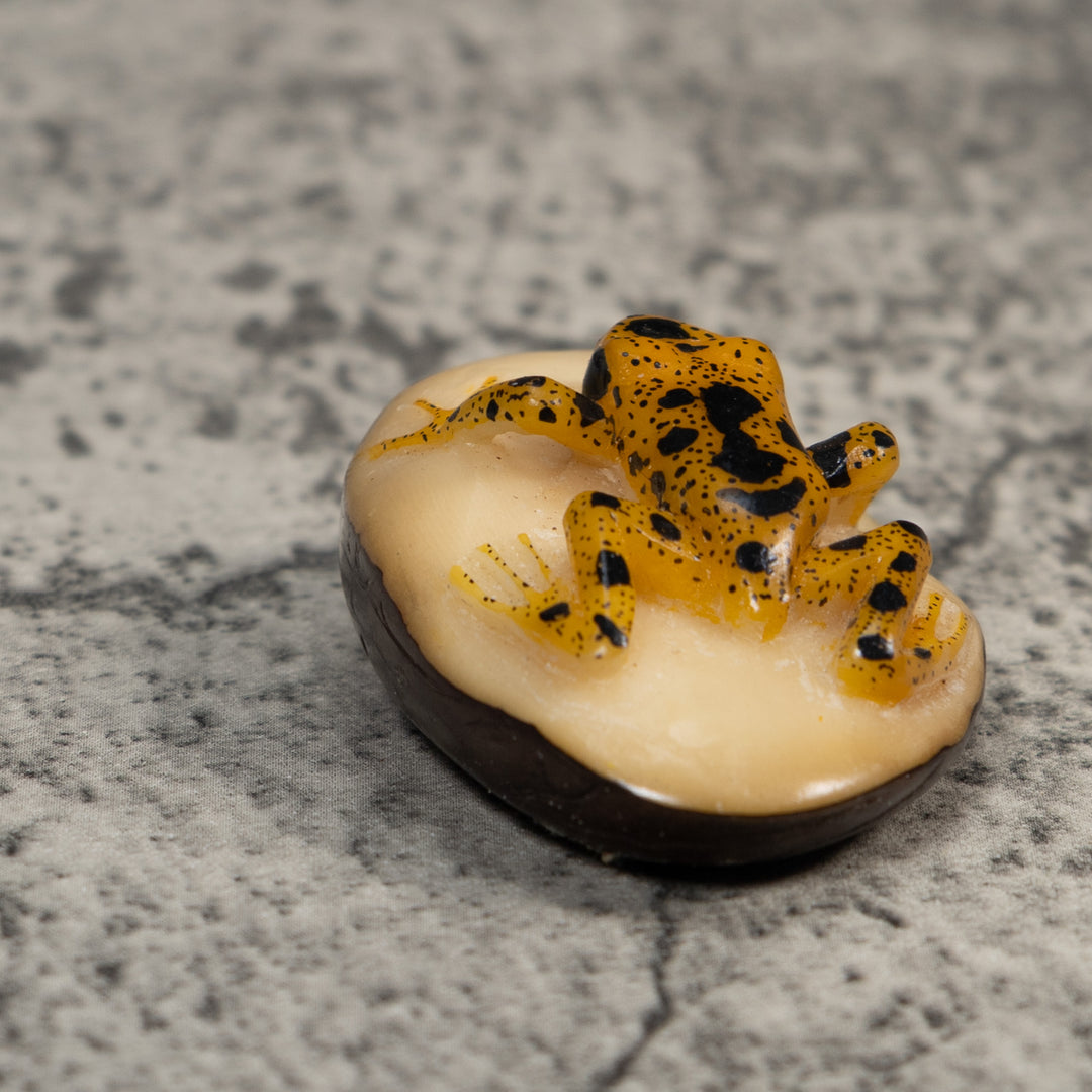 Vintage Gold And Black Frog Tagua Carving