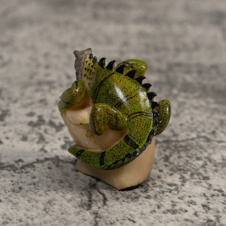 Green And Black Iguana Lizard Tagua Carving