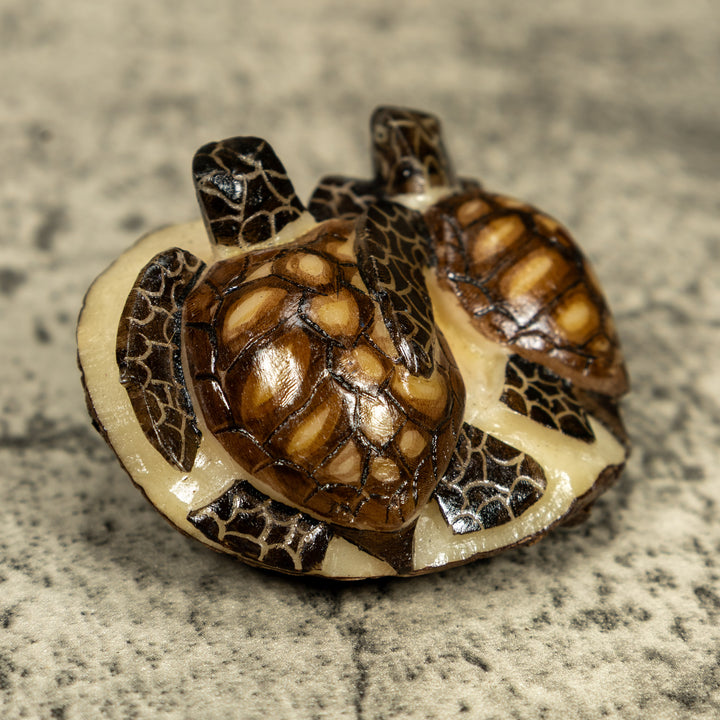 Double (2) Sea Turtle Tagua Carving