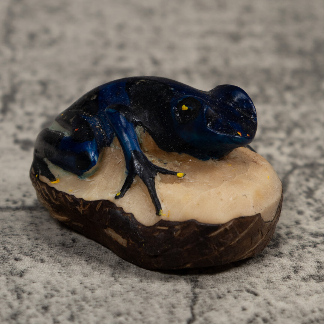 Vintage Blue Poison Dart Frog Tagua Carving