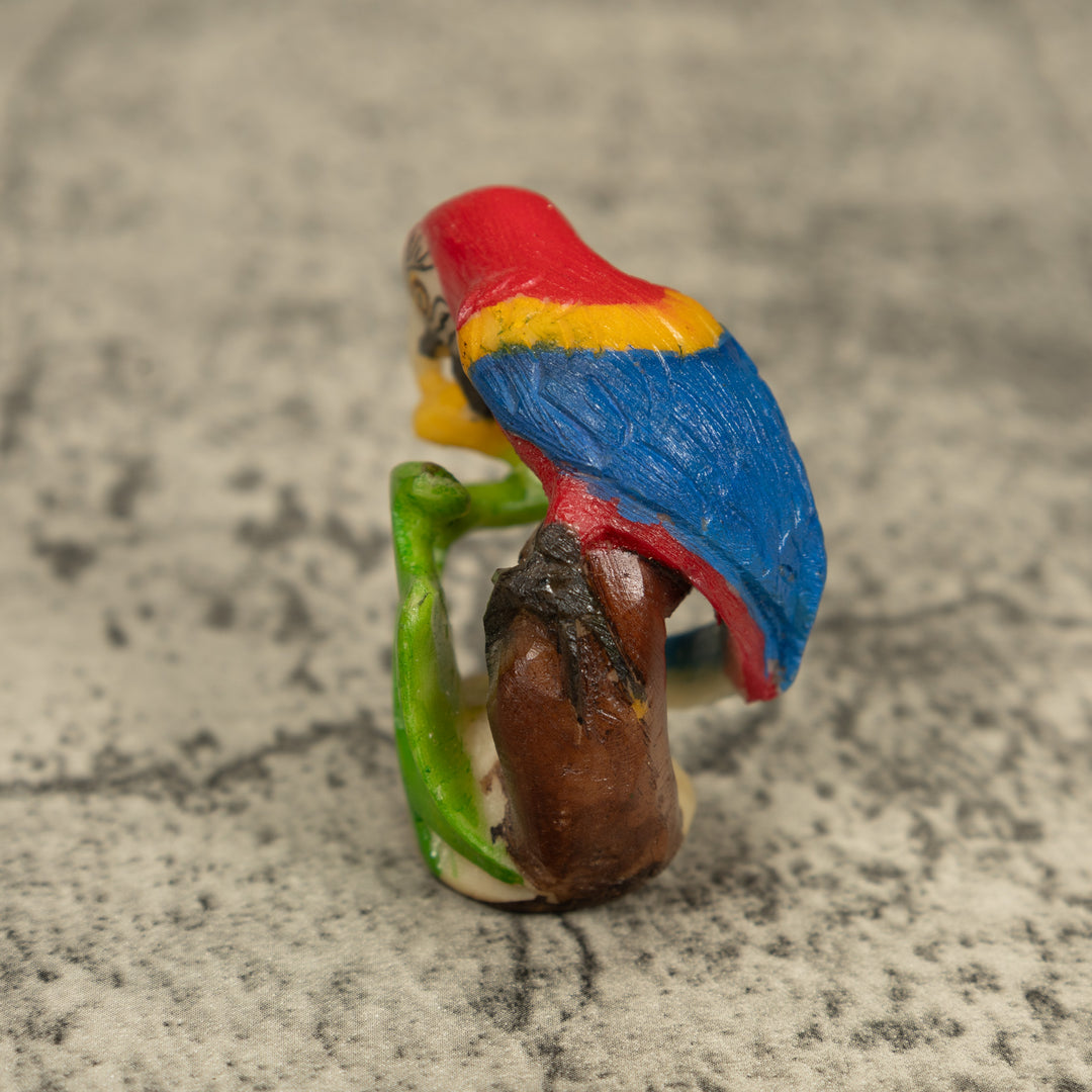 Red Blue And Yellow Macaw Parrot Tagua Carving