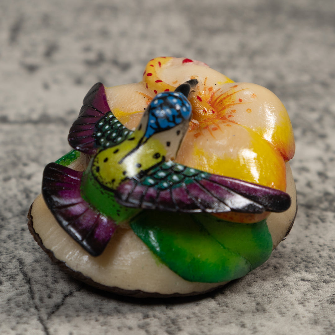 Multicolor Hummingbird Tagua Carving