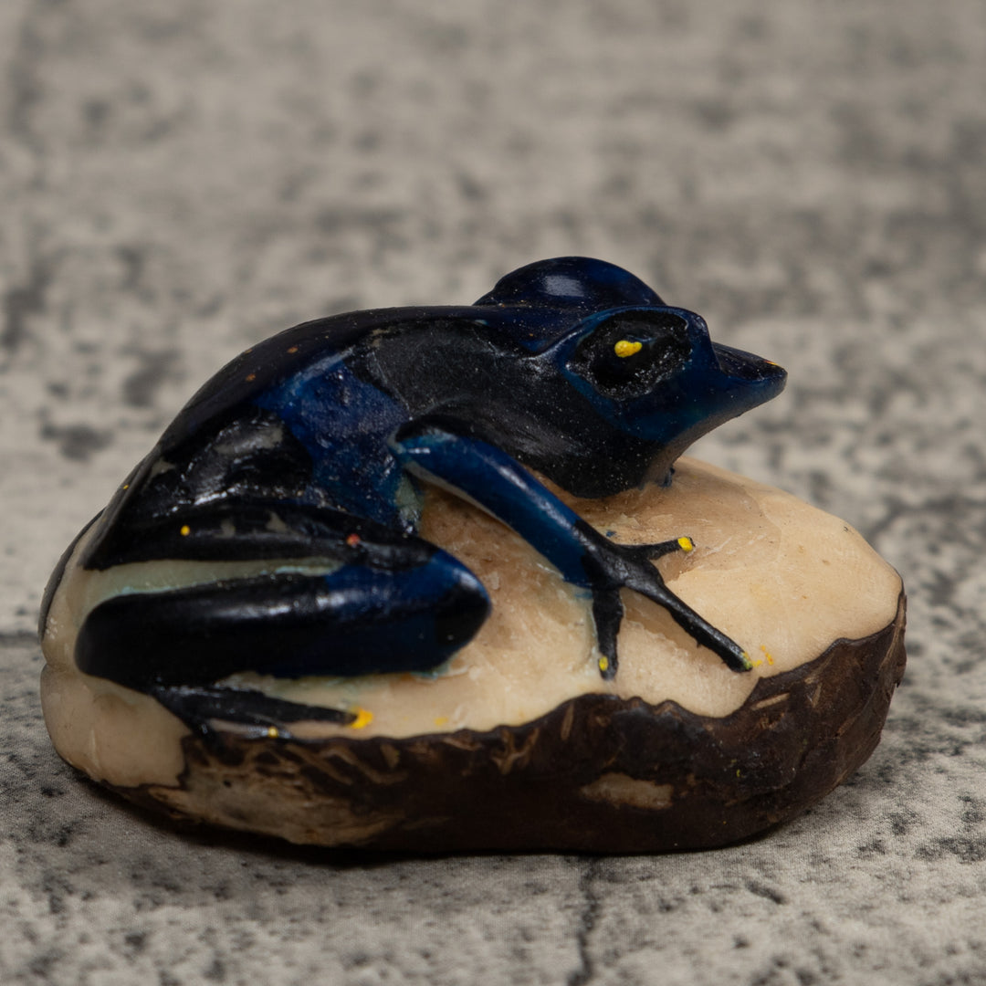Vintage Blue Poison Dart Frog Tagua Carving