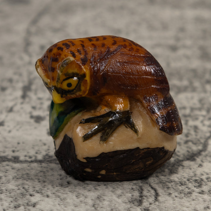 Vintage Owl Bird Tagua Carving