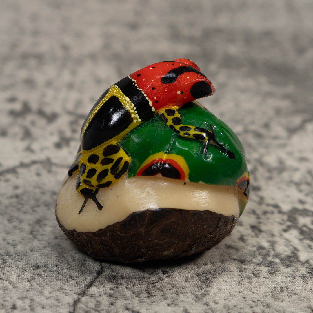 Black Red And Gold Poison Dart Frog Tagua Carving