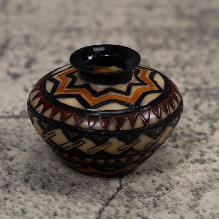 Painted Tagua Vase Carving