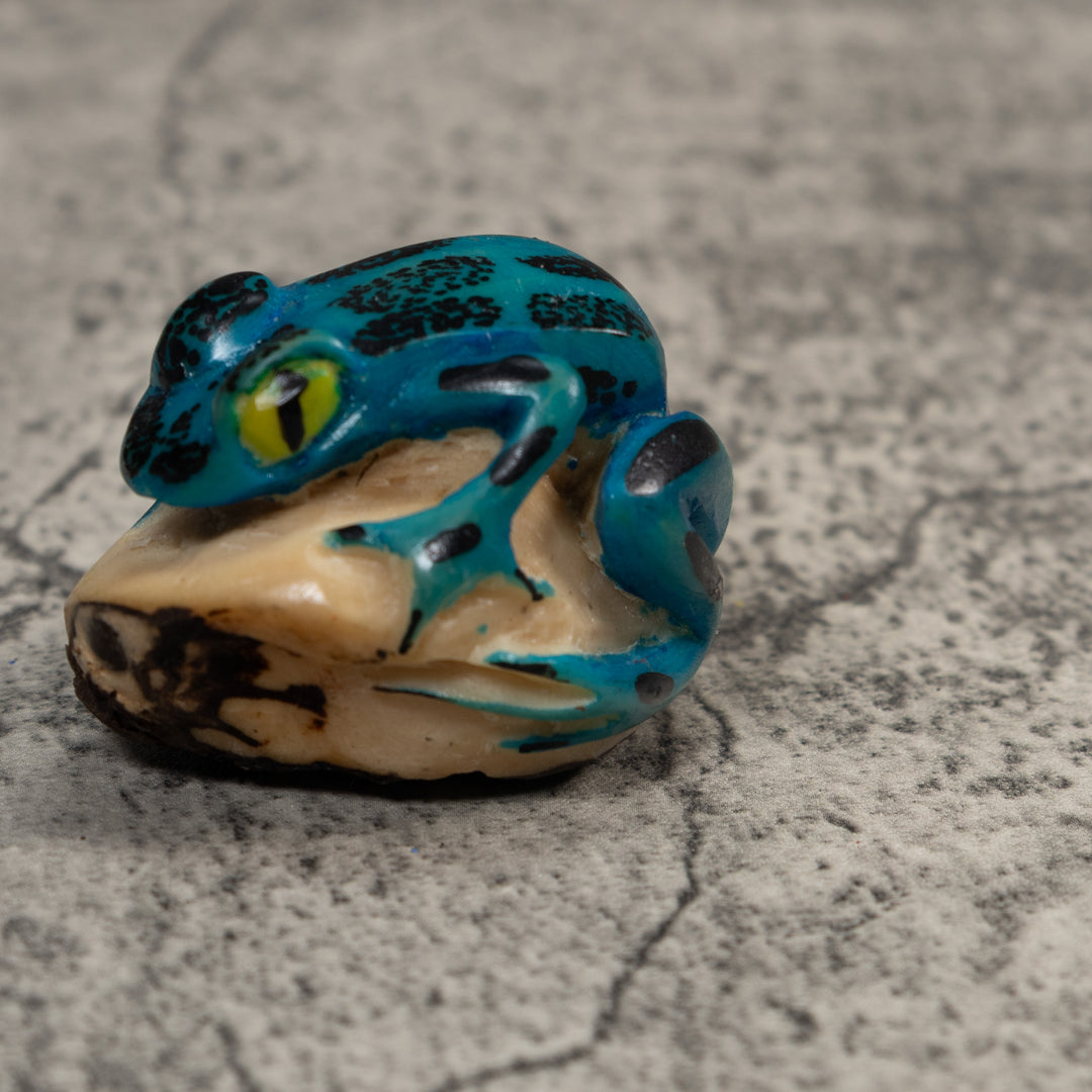 Black And Blue Poison Dart Frog Tagua Carving