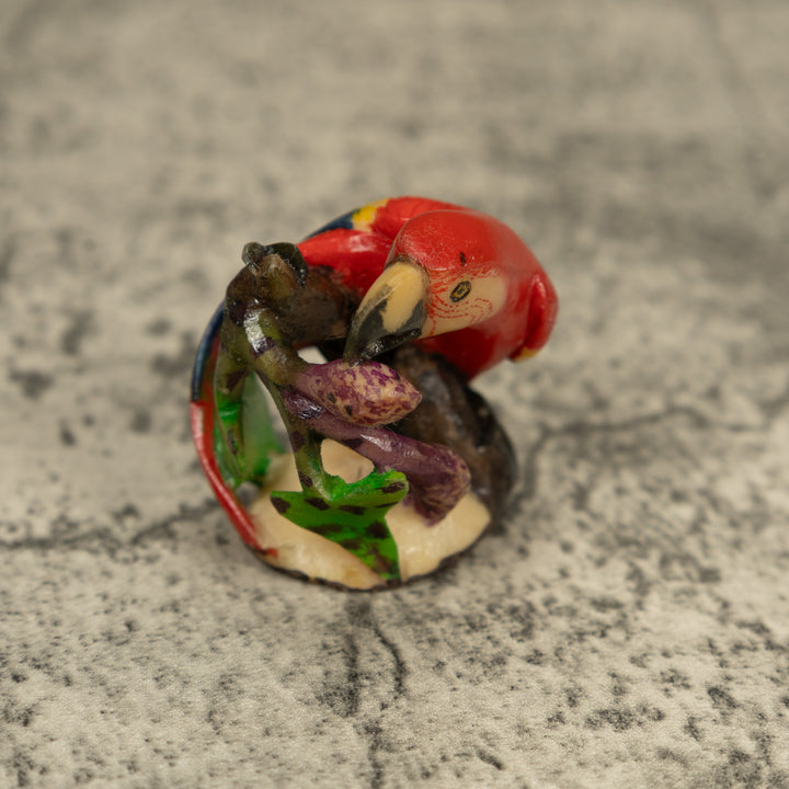 Red Blue And Yellow Macaw Parrot Tagua Carving