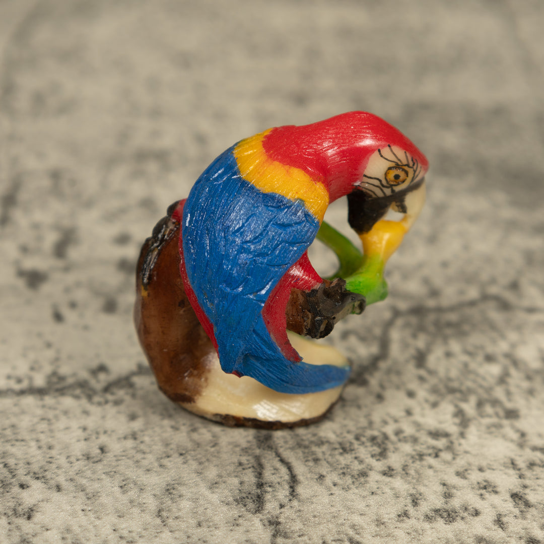Red Blue And Yellow Macaw Parrot Tagua Carving