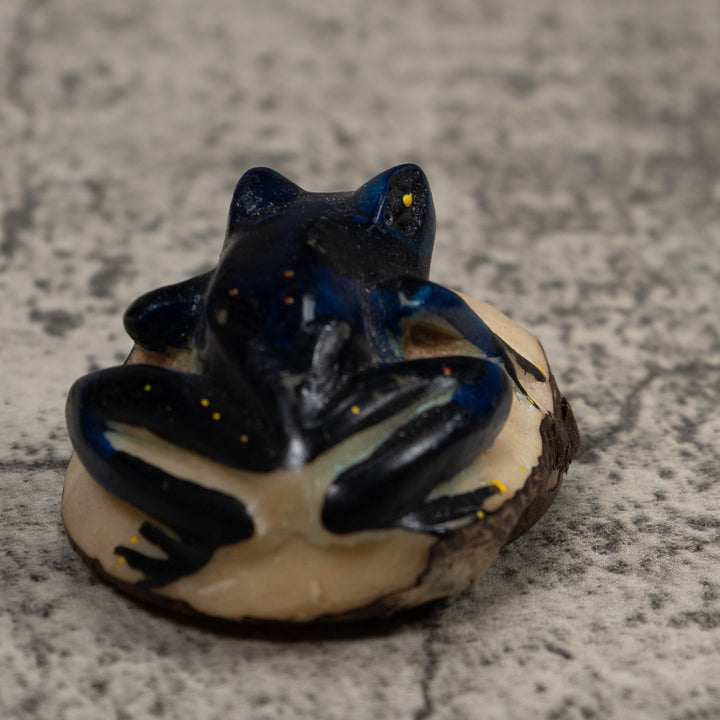 Vintage Blue Poison Dart Frog Tagua Carving