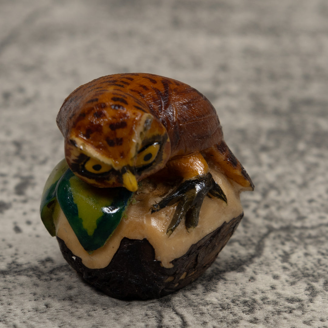 Vintage Owl Bird Tagua Carving