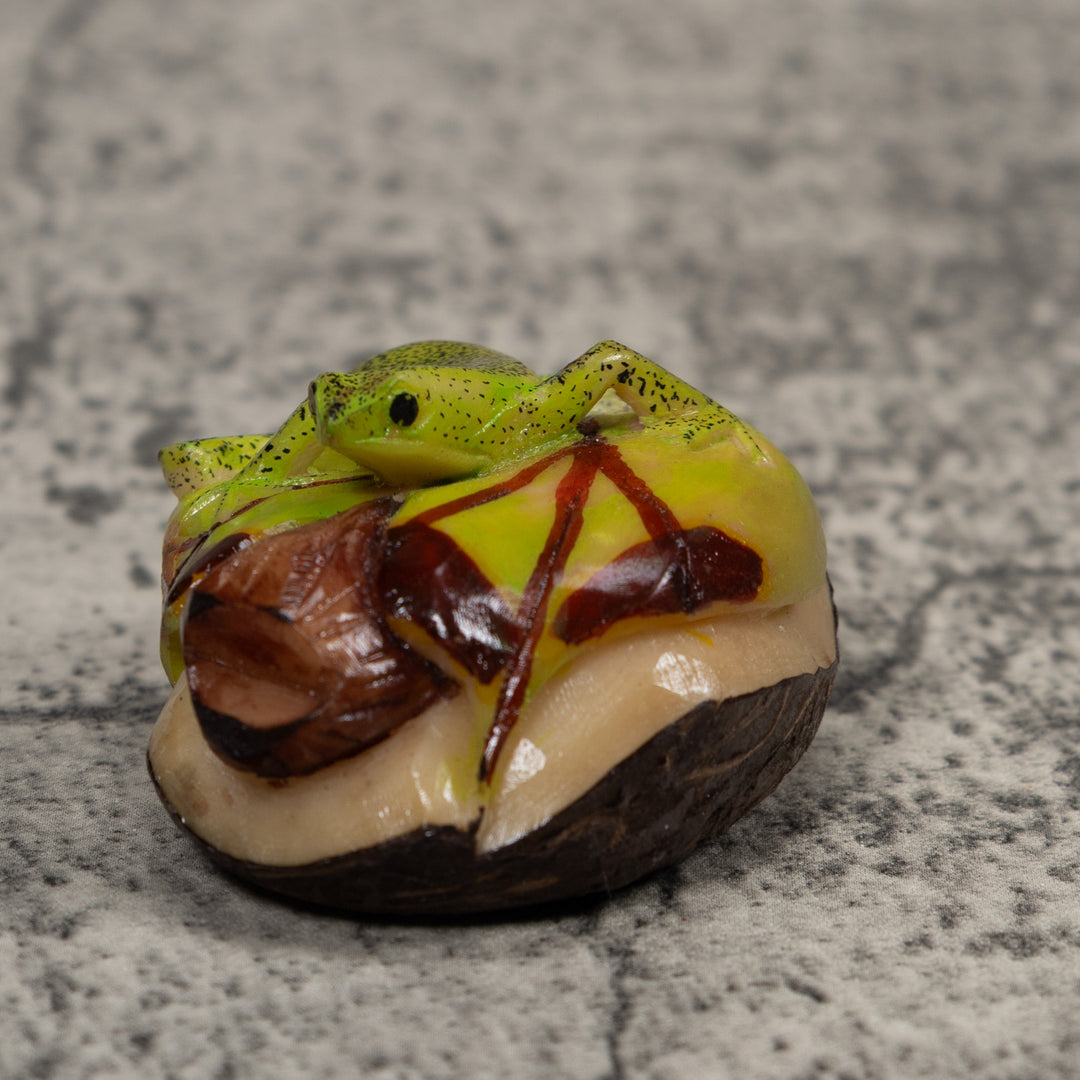 Green Frog Tagua Carving