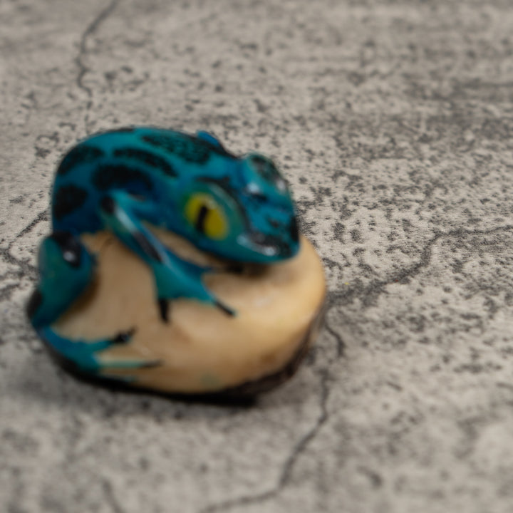 Black And Blue Poison Dart Frog Tagua Carving