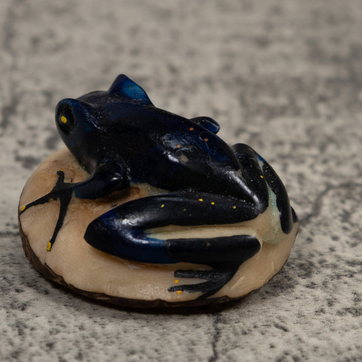 Vintage Blue Poison Dart Frog Tagua Carving