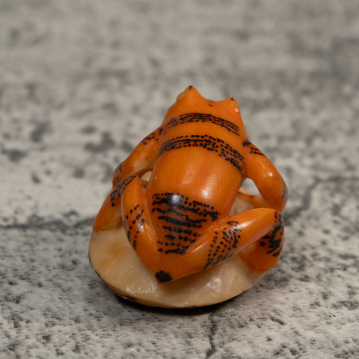 Vintage Gold And Black Poison Dart Frog Tagua Carving