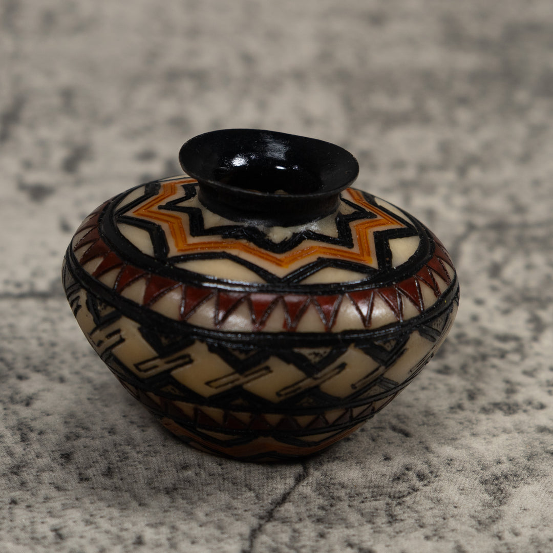 Painted Tagua Vase Carving
