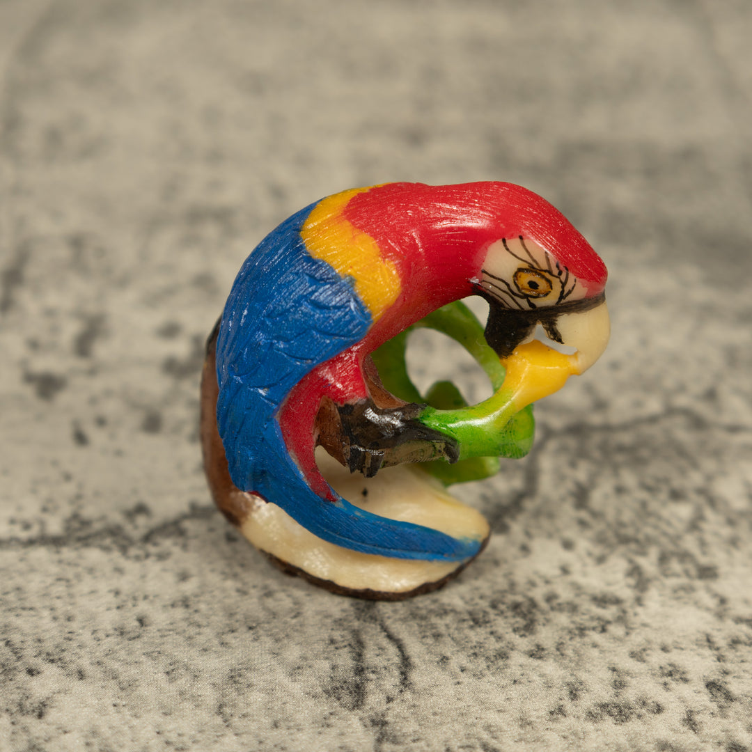 Red Blue And Yellow Macaw Parrot Tagua Carving