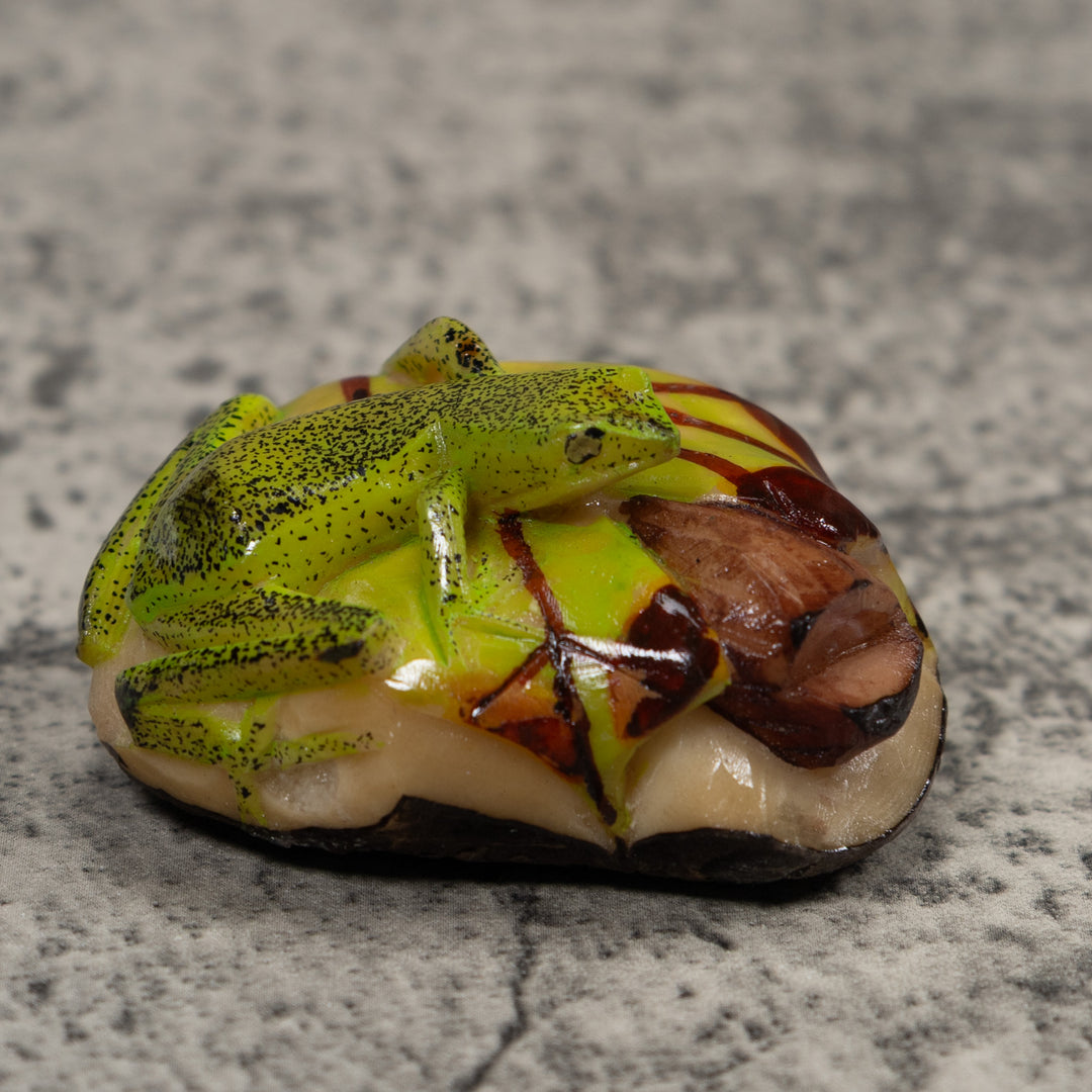 Green Frog Tagua Carving