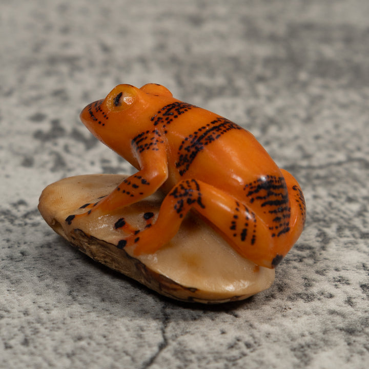 Vintage Gold And Black Poison Dart Frog Tagua Carving