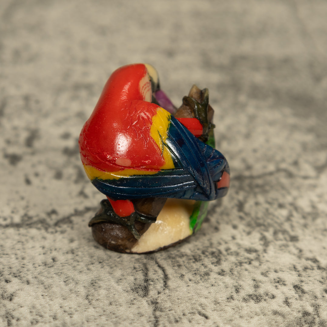 Red Blue And Yellow Macaw Parrot Tagua Carving
