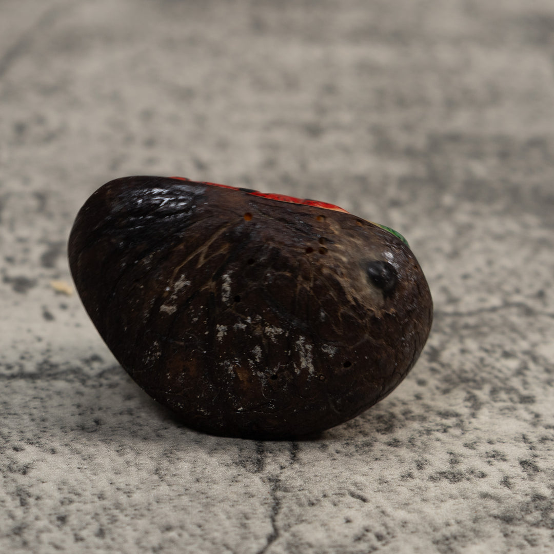 Vintage Red And Green Snake Eating A Frog Tagua Carving