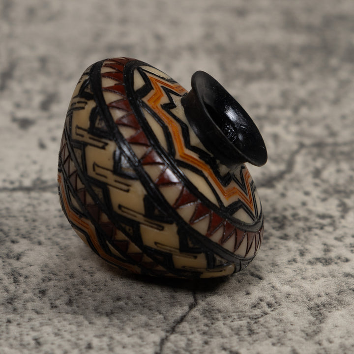 Painted Tagua Vase Carving