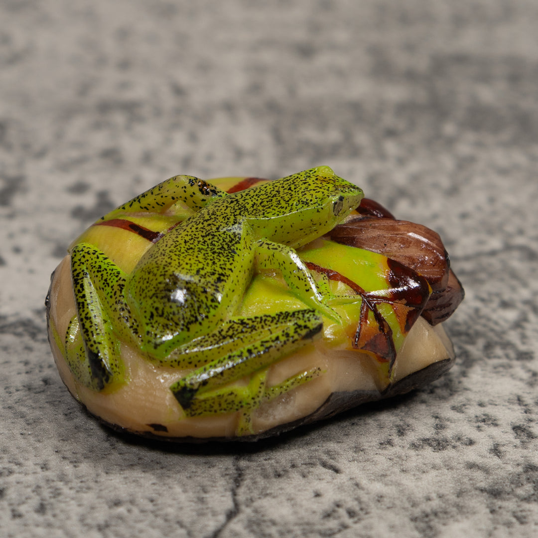 Green Frog Tagua Carving