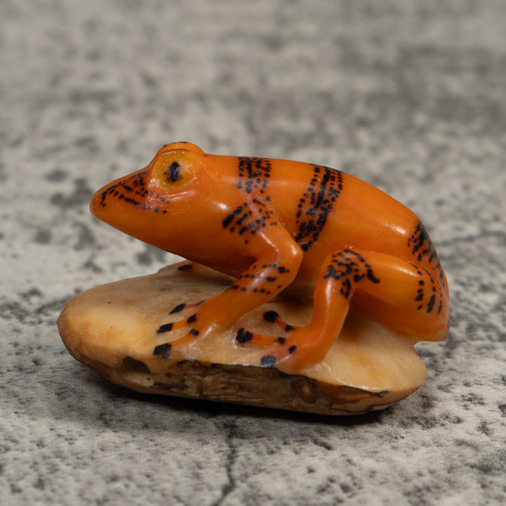 Vintage Gold And Black Poison Dart Frog Tagua Carving