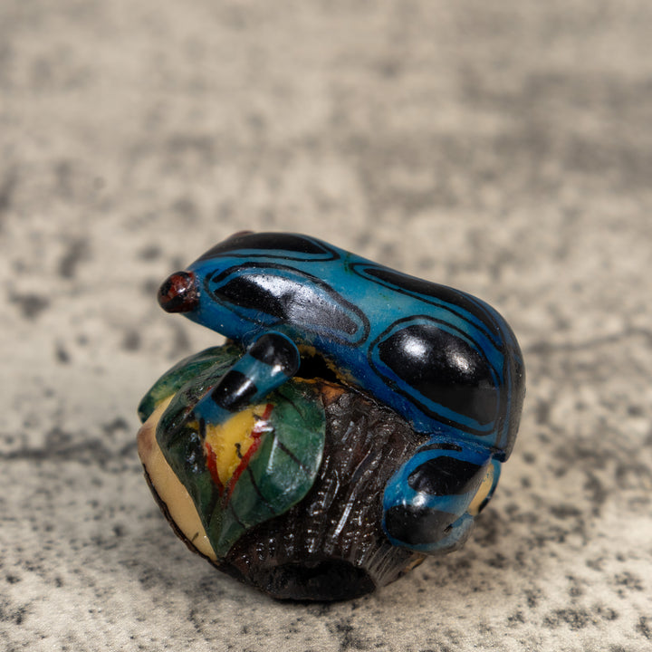 Black And Blue Poison Dart Frog Tagua Carving