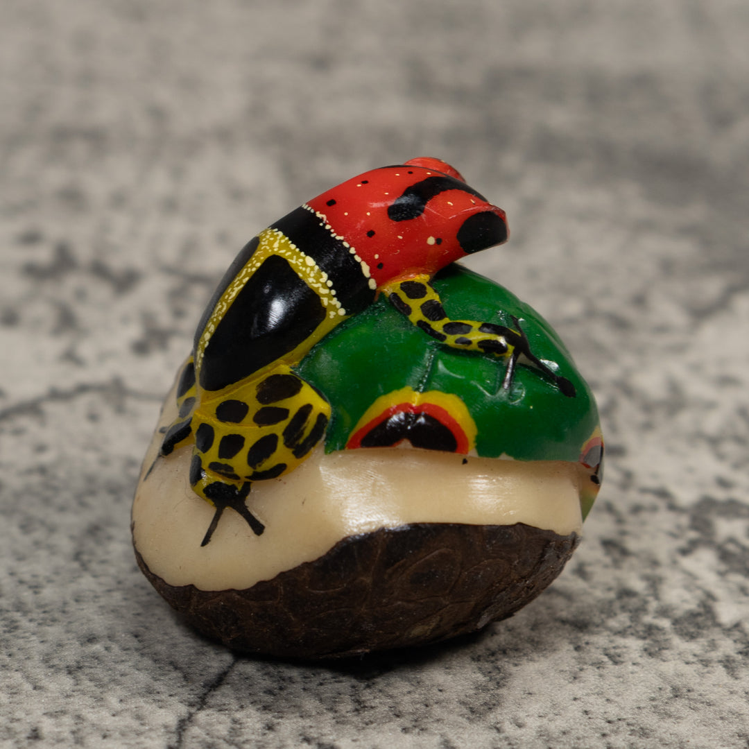 Black Red And Gold Poison Dart Frog Tagua Carving